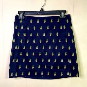 J. Crew navy pineapple skirt